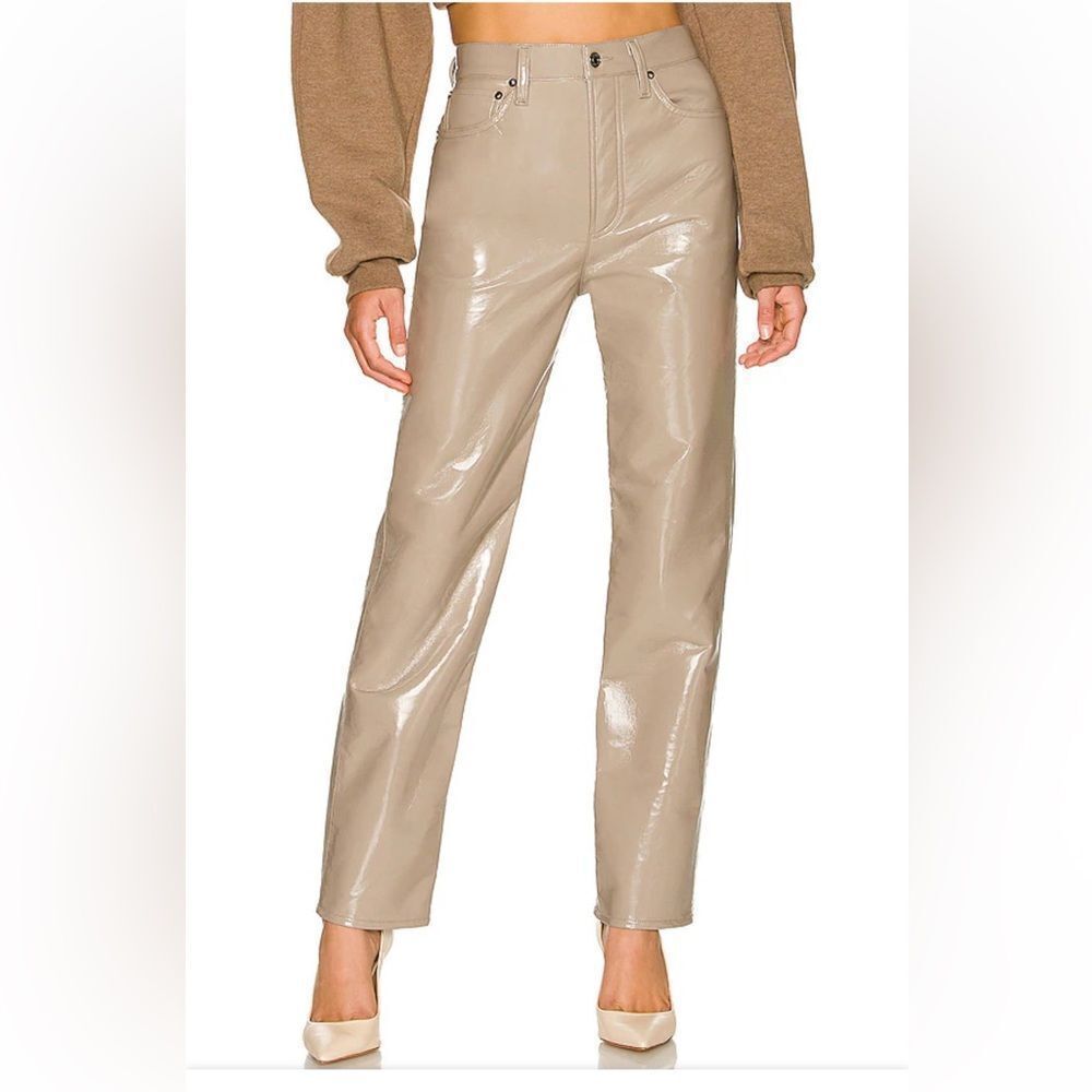 Agolde Sz 29 recycled leather 90s pinch waist pants in quail vegan faux jeans